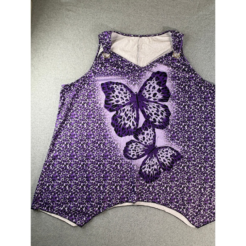 Purple Leopard‎ Print Butterfly Tank Top Grommet Handkerchief Hem 6XL Sleeveless